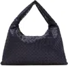 Bottega Veneta Small Hop Intrecciato Leather Hobo Bag In 1019 Black-m Brass