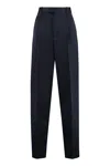 Bottega Veneta Navy Straight Leg Tailored Trousers For Women In Blue
