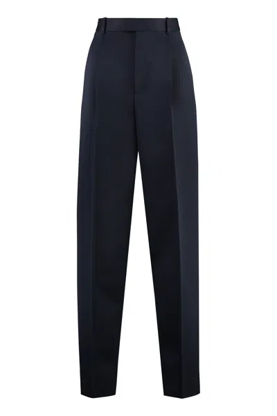 Bottega Veneta Navy Straight Leg Tailored Trousers For Women In Blue