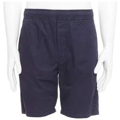Pre-owned Bottega Veneta Navy Washed Cotton Pocketed Casual Shorts It46 S In Blue
