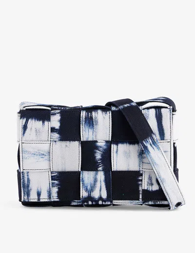 Bottega Veneta Navy-white-silver Cassette Tie-dye Denim Cross-body Bag