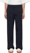 Bottega Veneta Navy Wool Grain De Poudre Trousers In 6113