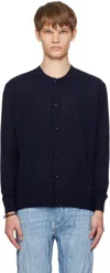Bottega Veneta Mens Abyss Crewnck Ribbed Wool Cardigan In Blue