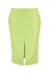 Bottega Veneta Shearling Knee-length Skirt With Front Slit In Neon Green