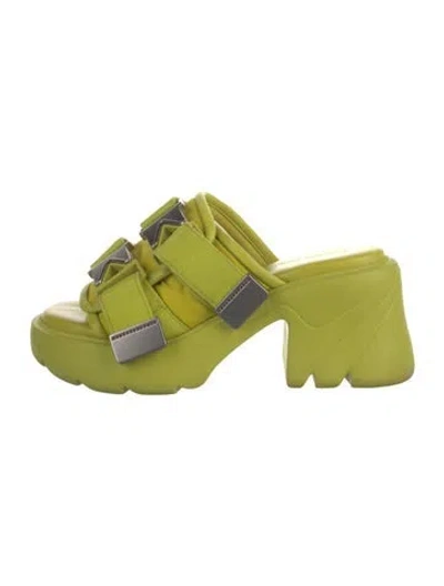 Pre-owned Bottega Veneta Neoprene Slides In Green