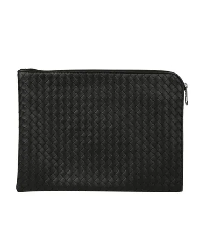 Bottega Veneta Nero Intrecciato Small Document Case In Black