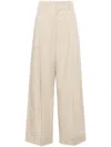 Bottega Veneta Cotton Blend Pant With Wide Leg Cut In Neutrals
