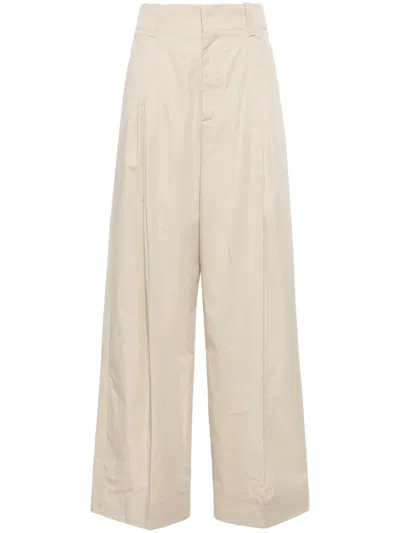 BOTTEGA VENETA NEUTRAL TAILORED WIDE-LEG TROUSERS
