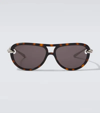 Bottega Veneta New Knot Aviator Sunglasses In Brown
