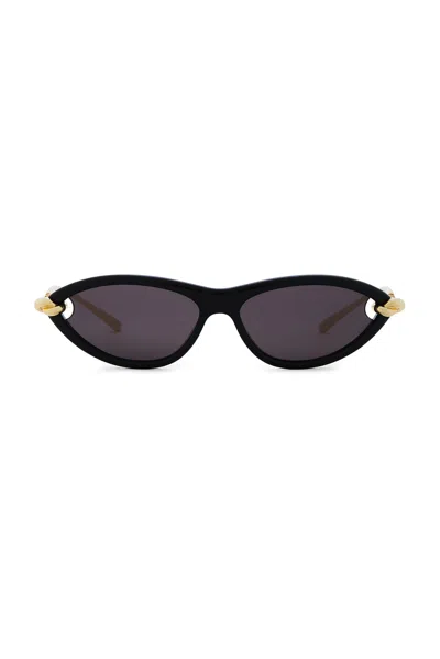 Bottega Veneta New Knot Sunglasses In Black  Gold  & Grey