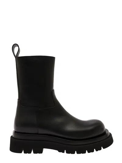 Bottega Veneta New Lug Black Chelsea Boot With Chunky Platform In Leather Man