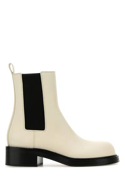 Bottega Veneta White Leather Cliff Ankle Boots In Multi