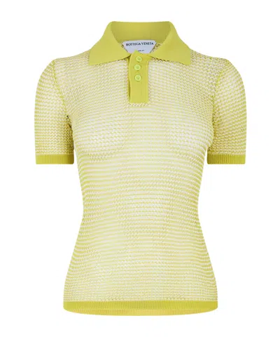 Bottega Veneta Nit Shortsleeve Polo Shirt In Yellow