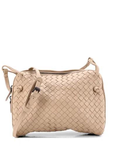 Pre-owned Bottega Veneta Nodini Intrecciato Nappa Small Crossbody Bag In Neutral