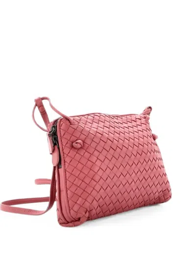 Pre-owned Bottega Veneta Nodini Intrecciato Nappa Small Crossbody Bag In Pink