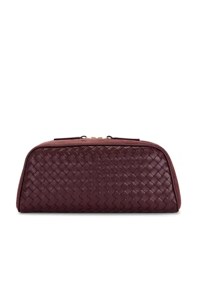 Bottega Veneta Nodo Large Pouch In Deep Mahogany & Gold