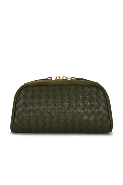 Bottega Veneta Nodo Small Pouch In Green Tweed & Gold