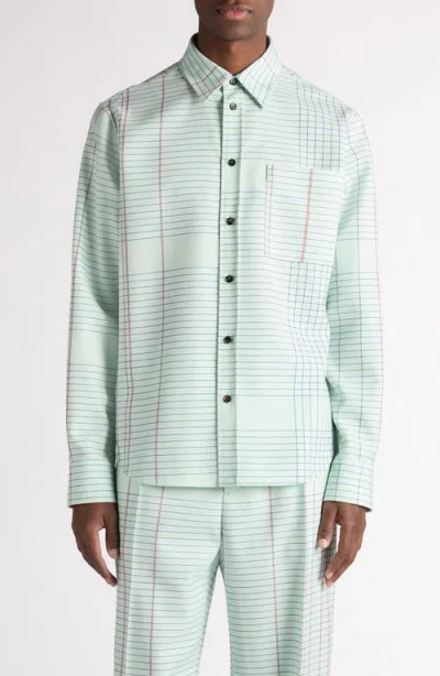 Bottega Veneta Notebook Wool Twill Button-up Shirt In Gray