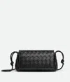 Bottega Veneta Discoteca Intrecciato Leather Crossbody Pouch In Black