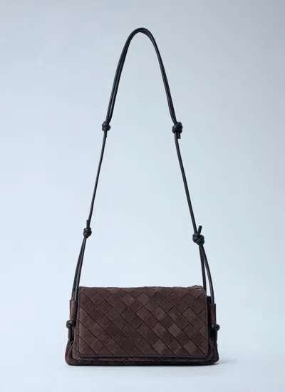 Bottega Veneta Notturno Flap Pouch Bag In Brown