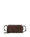 Bottega Veneta Notturno Intrecciato Small Suede Crossbody Bag In Brown