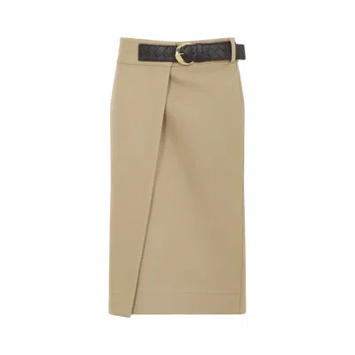 Bottega Veneta Wrap Midi Skirt In Beige