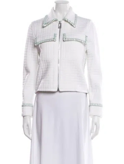 Pre-owned Bottega Veneta Nylon Biker Jacket In White