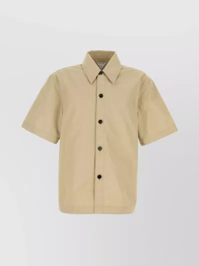 Bottega Veneta Nylon Blend Shirt With Back Pleat Detail In Beige O Tan