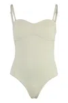 Bottega Veneta Textured Fabric Sweetheart Neckline Bodysuit