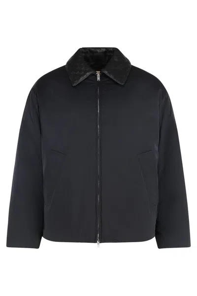 Bottega Veneta Down Jacket With Intrecciato Collar In Black