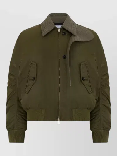Bottega Veneta Nylon Bomber Jacket Leather Collar Intrecciato In Multi