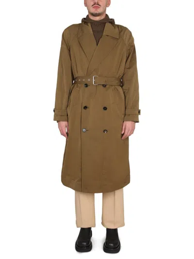 Bottega Veneta Nylon Folding Trench Coat In Military Green
