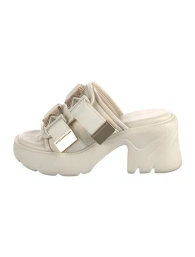 Pre-owned Bottega Veneta Nylon Slides In White