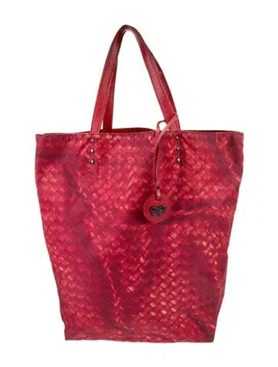 Pre-owned Bottega Veneta Nylon Tote In Red