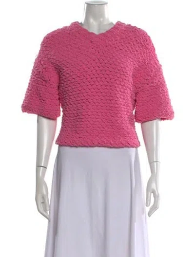 Pre-owned Bottega Veneta Nylon V-neck Sweater In Pink