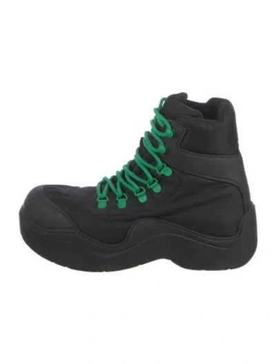 Pre-owned Bottega Veneta Nylon Wedge Sneakers In Black