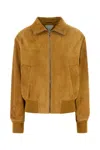 Bottega Veneta Tan Calfskin Suede Jacket In Peanutbutter