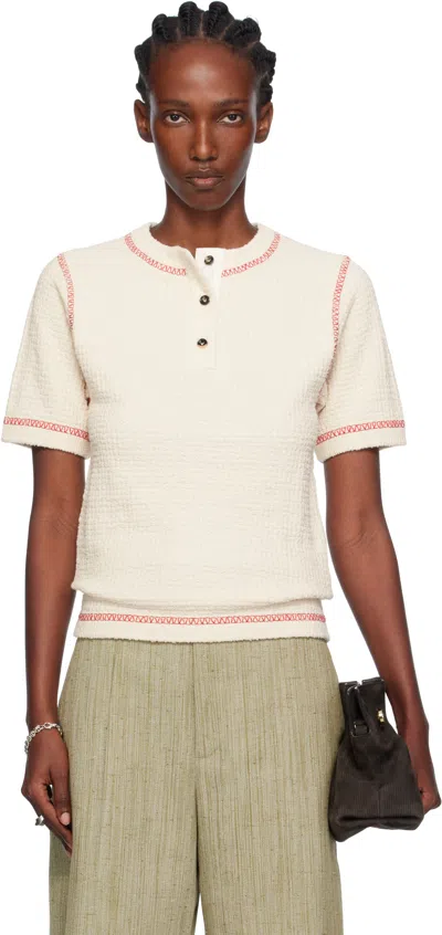 Bottega Veneta Off-white Cotton Waffle Polo In Gray