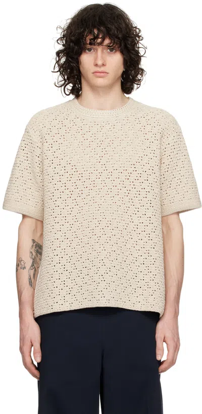 Bottega Veneta Off-white Crewneck T-shirt In 9227 Bone