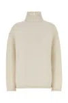 Bottega Veneta Off White Highneck Sweater In Neutral