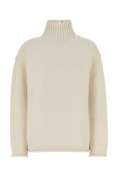 Bottega Veneta Off White Highneck Sweater In Neutral
