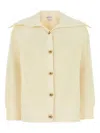 Bottega Veneta Women Cream Stretch Cotton Blend Cardigan In Off White