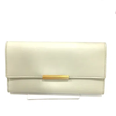 Pre-owned Bottega Veneta Off-white Leather Long Wallet (tri-fold) ()