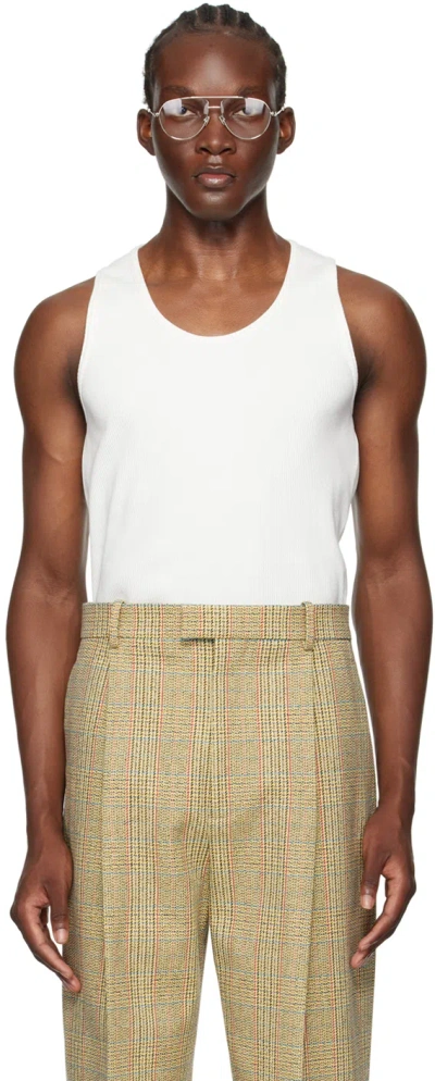 Bottega Veneta Compact Rib Stretch Cotton Tank Top In White