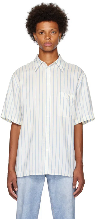Bottega Veneta Off-white Striped Shirt In 9035-off White/pale