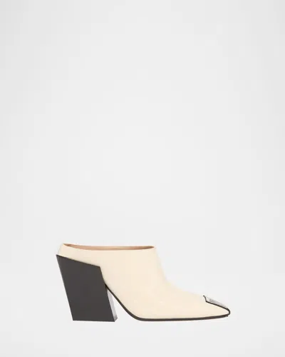 Bottega Veneta Okinawa Mixed Leather Square-toe Mules
