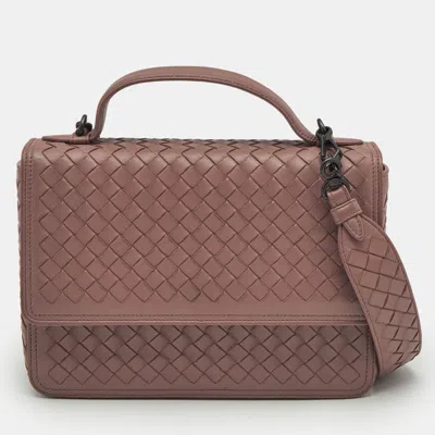 Pre-owned Bottega Veneta Old Rose Intrecciato Leather Alumna Top Handle Bag