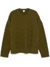 Bottega Veneta Crew Neck Wool Intreccio 3d Knit Sweater In Olive