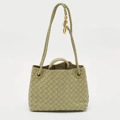 Pre-owned Bottega Veneta Olive Green Intrecciato Leather Small Andiamo Tote