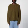 Bottega Veneta Olive Green Pullover With Intreccio Pattern In Green